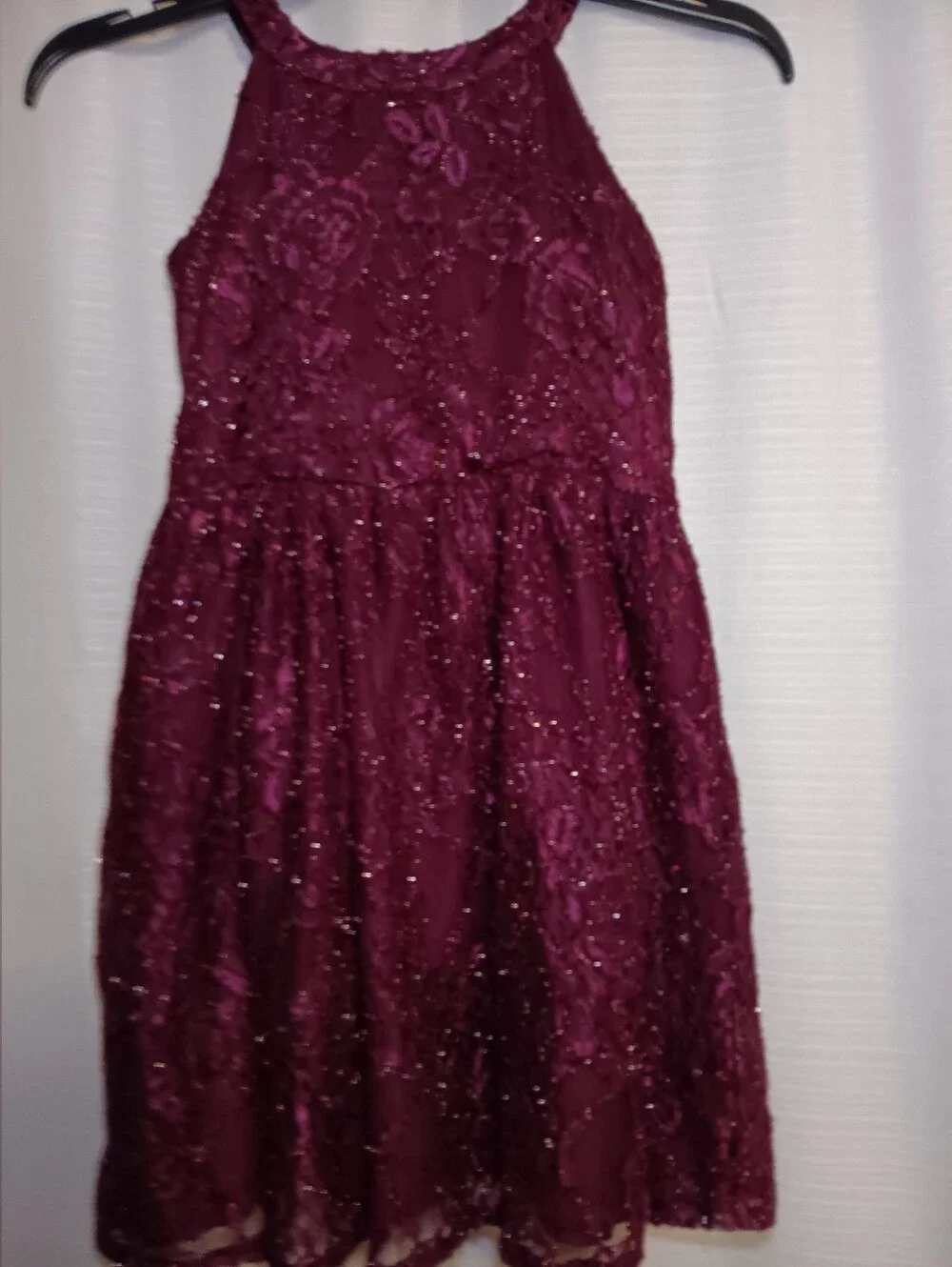 The Children's Place Burgundy Sequin Lace Halter Dress